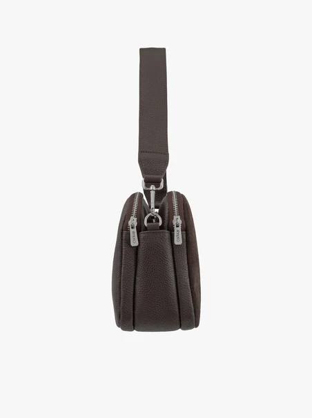 Kleine braune kombinierte Lederhandtasche