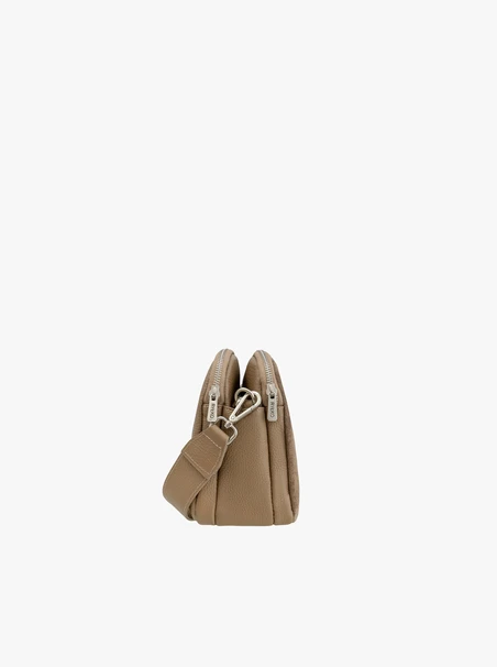 Beigefarbene kleine Tasche aus Bonded Leather