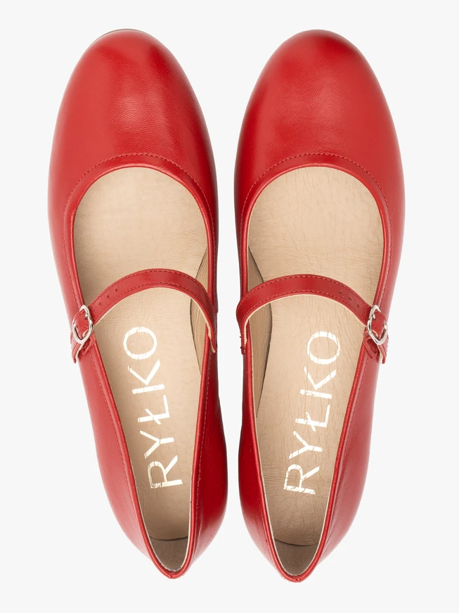 Rote Damen Ballerinas mit Riemen