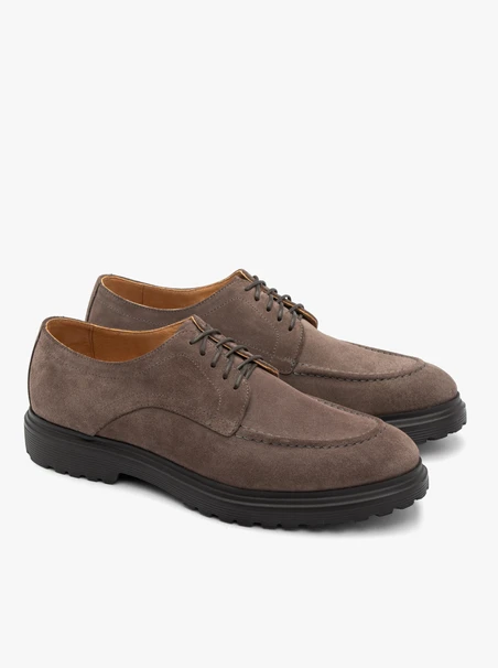 Graue Velourshalbschuhe