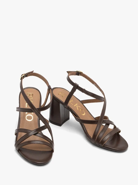 Damen-Sandalen mit Schokoladen-Absatz