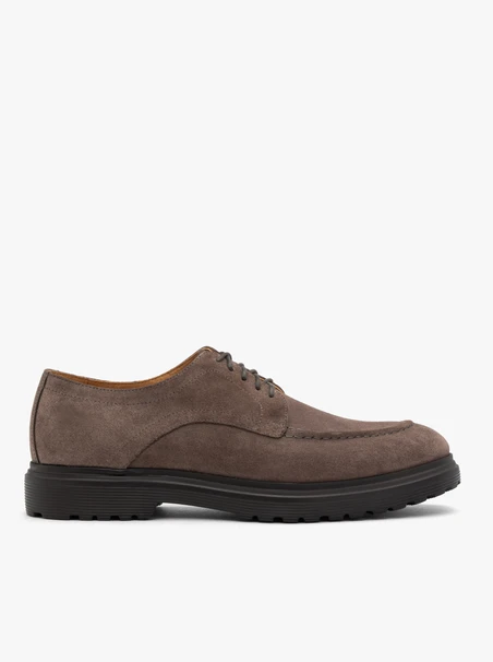 Graue Velourshalbschuhe