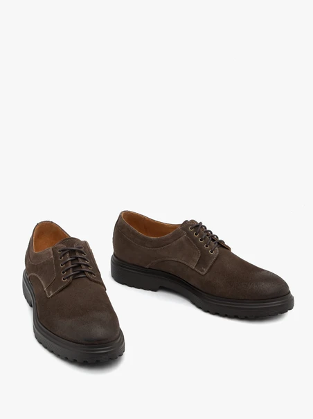 Braune Velours-Halbschuhe für Männer
