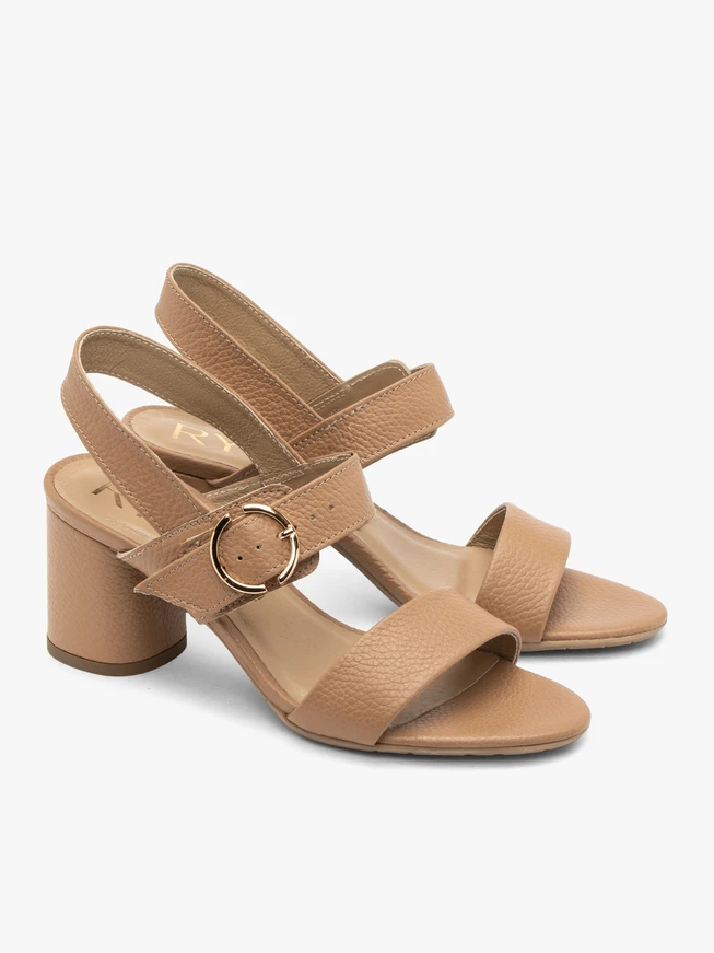 Hellbraune Damen-Sandalen mit Absatz