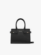Schwarze Handtasche aus klassisch genarbtem Leder
