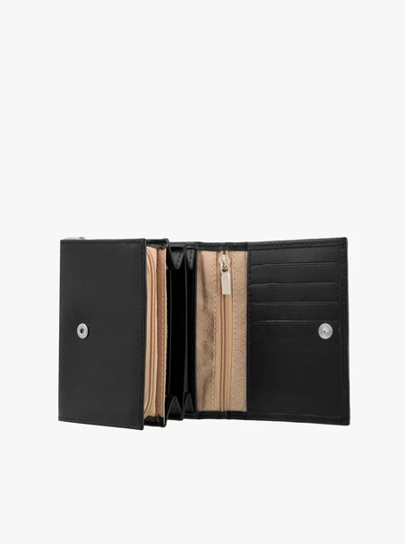 Schwarzes Portemonnaie aus Leder für Damen