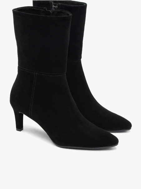 Schwarze, höhere Velourslederstiefel