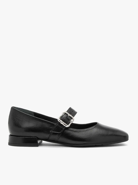 Schwarze Ballerinas mit Zierschnalle
