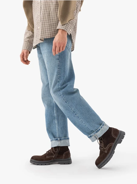 Dunkelbraune Velourslederstiefel