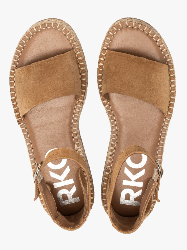 Flache Sandalen aus rotem Velours
