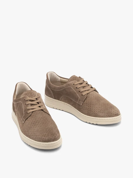 Grau-beige Herren Schnürhalbschuhe