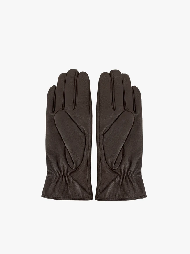 Braun genarbte Lederhandschuhe