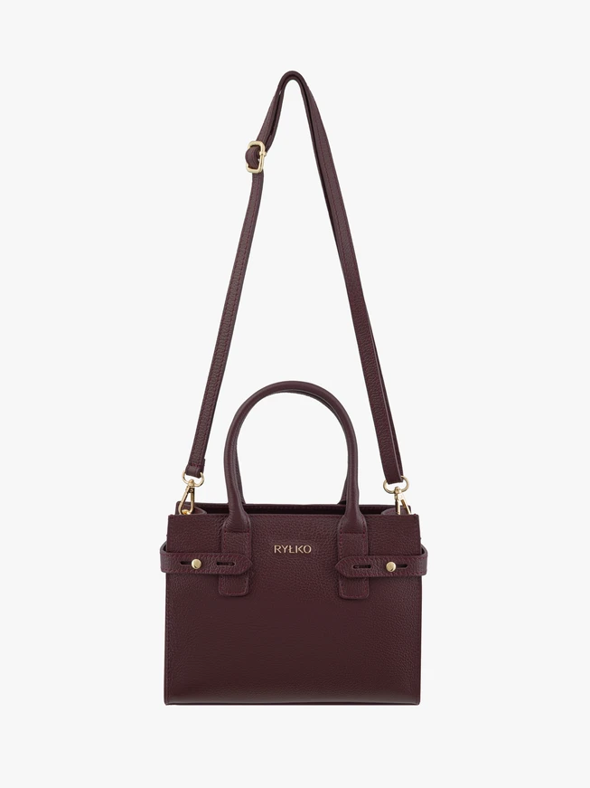 Kastanienbraune Handtasche aus Vollnarbenleder