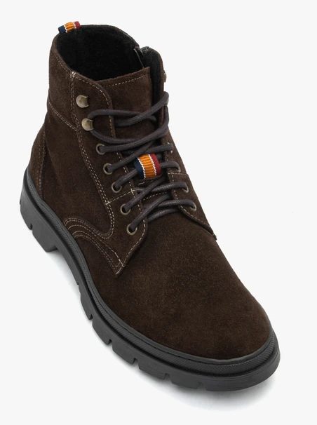 Dunkelbraune Velourslederstiefel