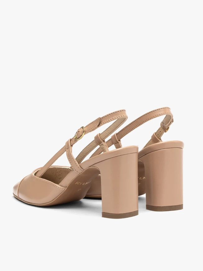 Beigefarbene Slingback-Pumps