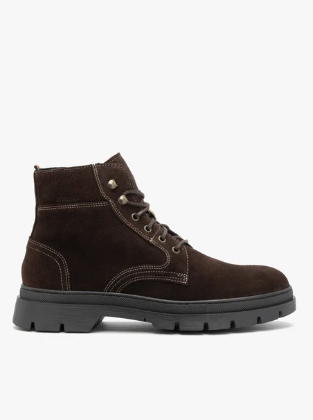 Dunkelbraune Velourslederstiefel