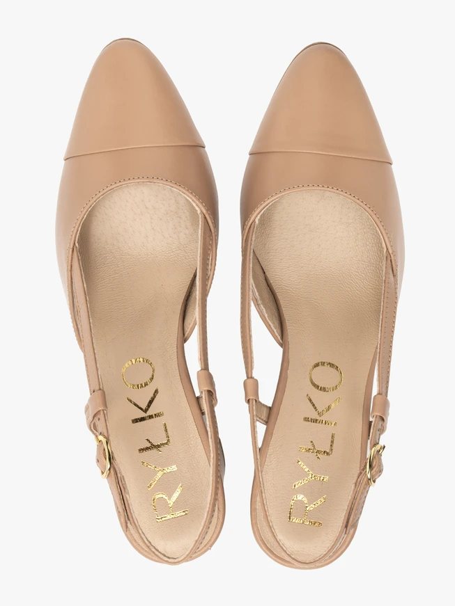 Beigefarbene Slingback-Pumps