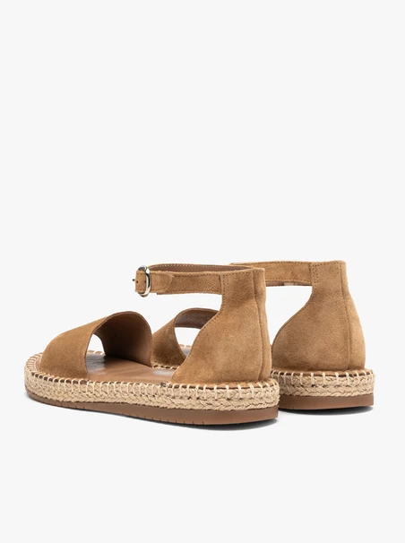 Flache Sandalen aus rotem Velours