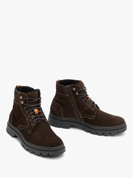 Dunkelbraune Velourslederstiefel
