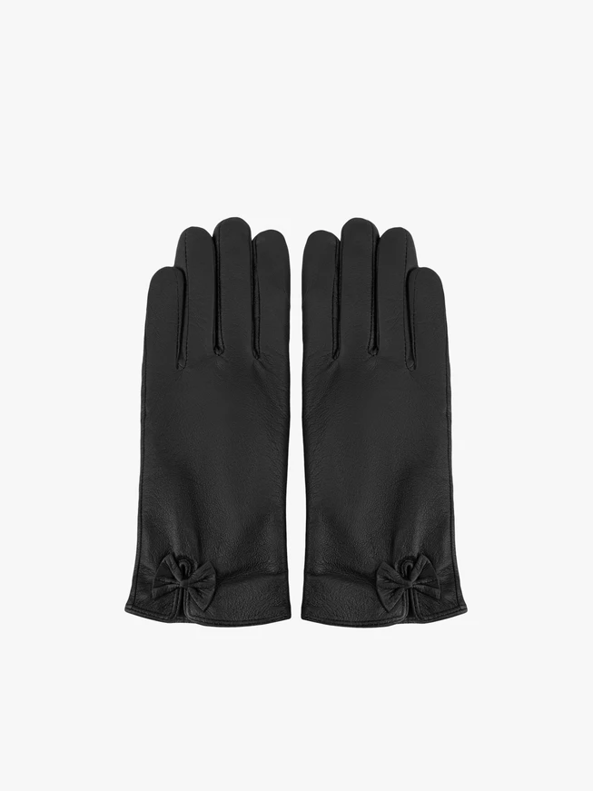 Schwarze genarbte Lederhandschuhe