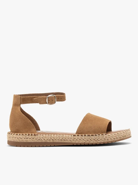 Flache Sandalen aus rotem Velours