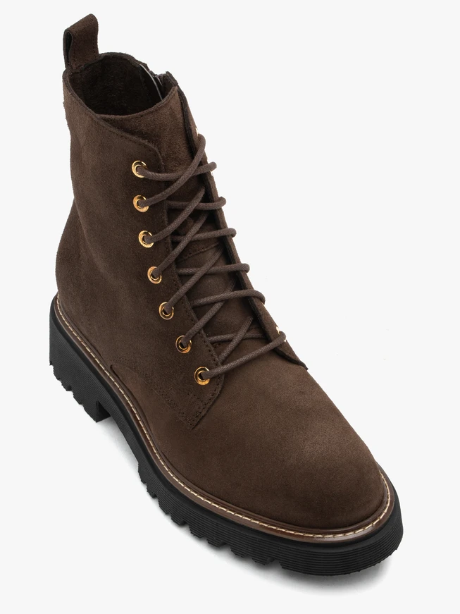 Dunkelbraune Velourslederstiefel