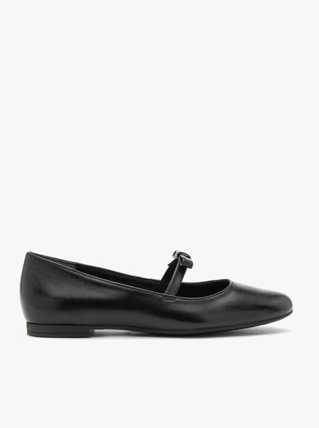 Schwarze Leder Riemchenballerinas