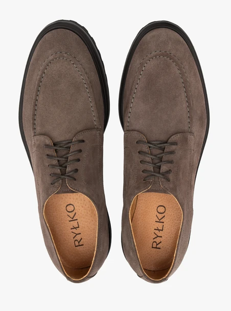 Graue Velourshalbschuhe