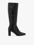 Schwarze Stiefel mit Absatz aus genarbtem Leder
