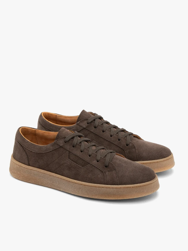 Graue Velourshalbschuhe