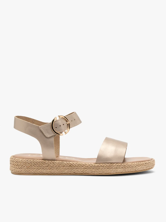 Flache Damen-Sandalen aus Platin