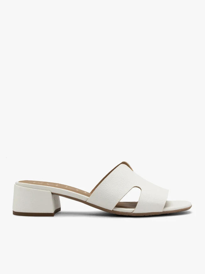 Weiße Damen-Flip-Flops mit kleinem Absatz