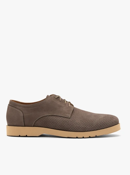 Graubraune Herren-Halbschuhe aus Nubuk