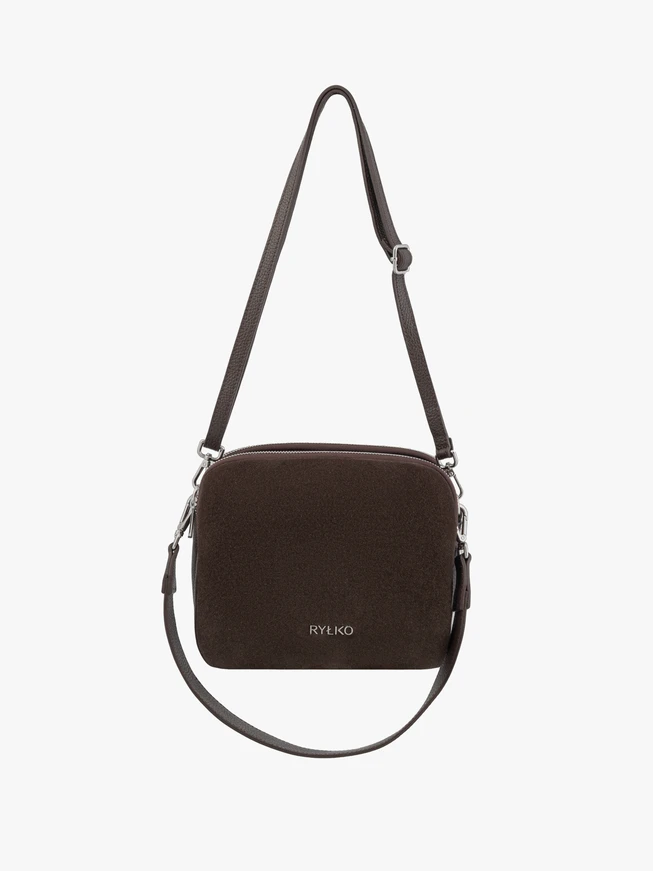 Kleine braune kombinierte Lederhandtasche