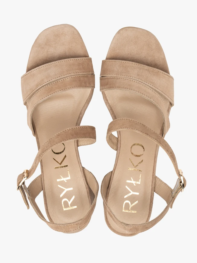 Beige Damen-Keilsandalen