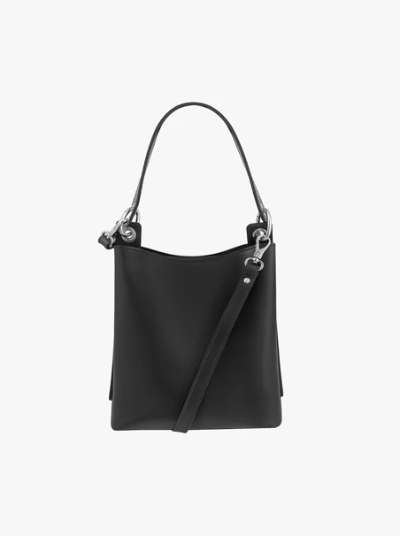 Posttasche aus schwarzem Leder und Velours