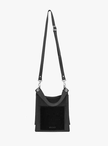 Posttasche aus schwarzem Leder und Velours