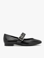 Schwarze Ballerinas mit silberner Schnalle