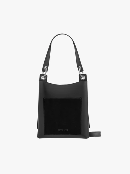 Posttasche aus schwarzem Leder und Velours