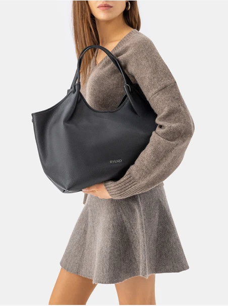 Schwarze Damenhandtasche groß weich