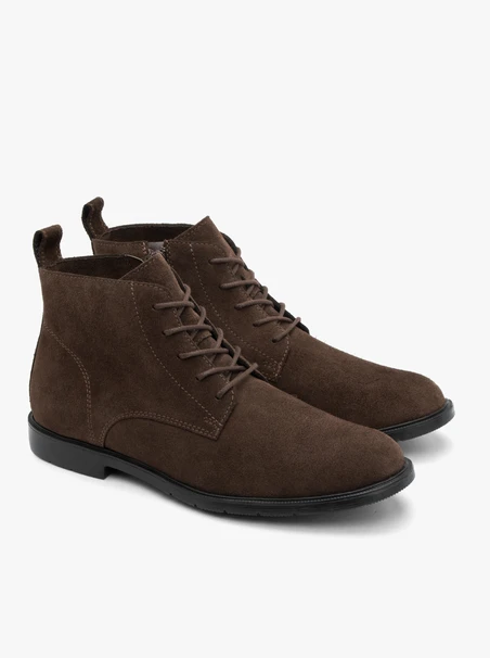 Dunkelbraune Velourslederstiefel