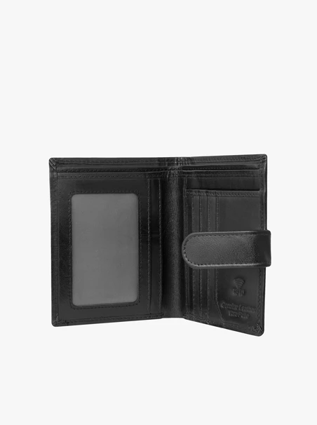 Schwarzes Portemonnaie aus Vollnarbenleder