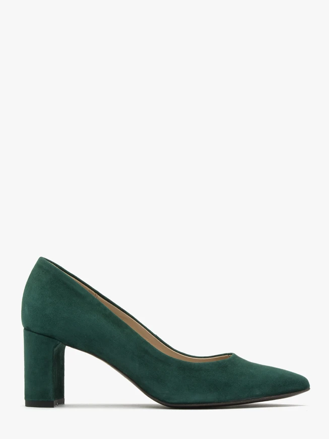 Dunkelgrüne Wildleder-Pumps