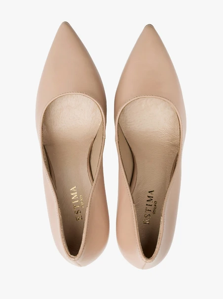 Beigefarbene hochhackige Pumps