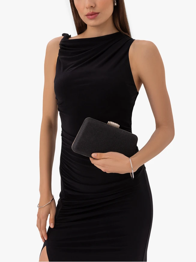 Schwarze elegante Clutch Bag mit Schnalle