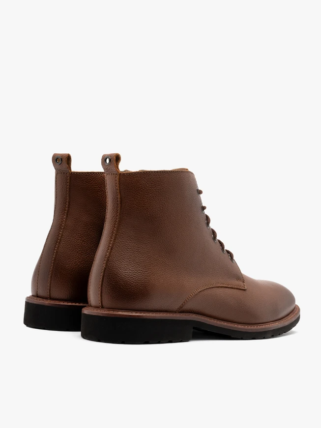 Braune Herren-Winterstiefel aus Vollnarbenleder mit Schnürung und Reißverschluss
