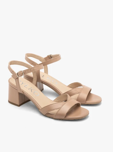 Beigefarbene Stiletto-Sandalen für Frauen