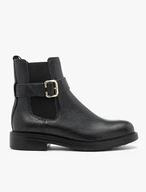 Schwarze Leder-Slingbacks mit Schnalle
