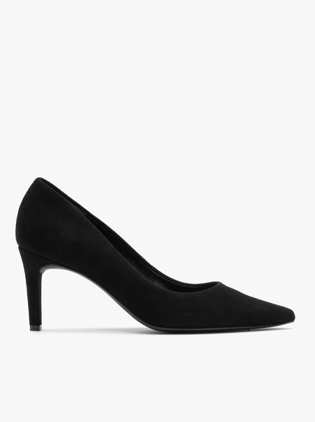 Schwarze Velours-Pumps mit Absatz