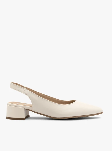 Cremefarbene Slingback-Pumps ohne Absatz
